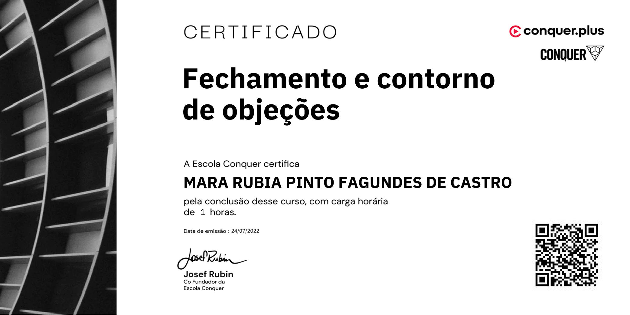 Certificado de Fechamento e contorno de objeções